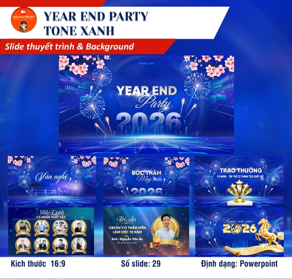 B10 - BỘ YEAR END PARTY TONE XANH