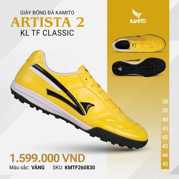 Giày Bóng Đá Artista 2 KL TF Classic vàng
