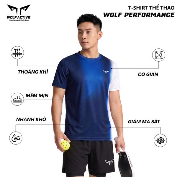 Áo Thun Thể Thao Nam Wolf Perfomance W304, Siêu Nhẹ, Thoáng Mát, Nhanh Khô