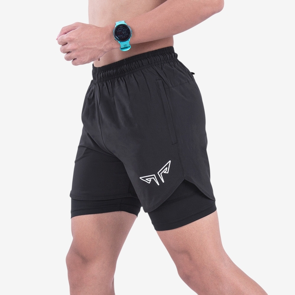 Quần 2 Lớp Thể Thao Chạy Bộ Nam Wolf Active Max Speed W195, Nhanh Khô, Nhẹ, Nhiều Túi