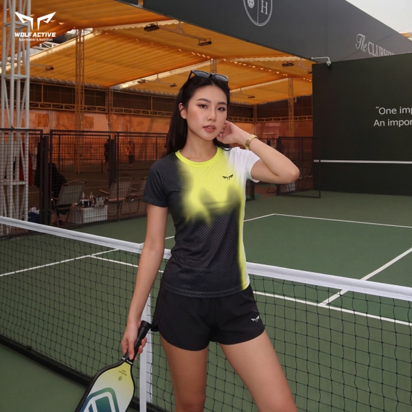 Áo Thun Thể Thao Nữ Pickleball Chạy Bộ Wolf Performance W295, Vải Siêu Nhẹ, Công Nghệ Quick Dry