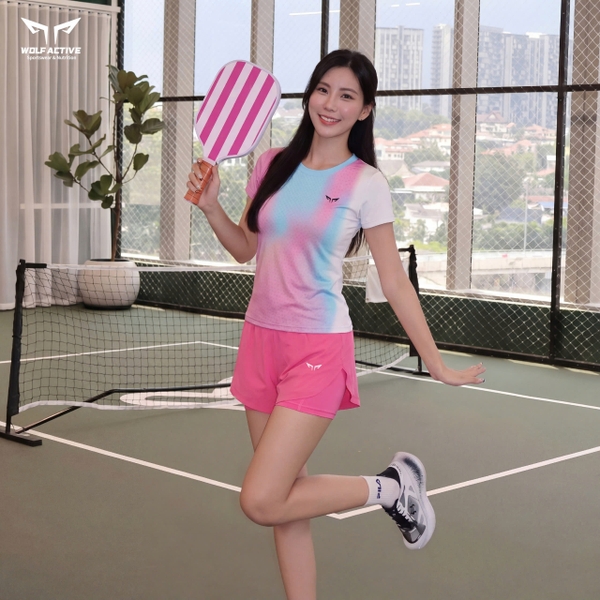Áo Thun Thể Thao Nữ Pickleball Chạy Bộ Wolf Performance W295, Vải Siêu Nhẹ, Công Nghệ Quick Dry