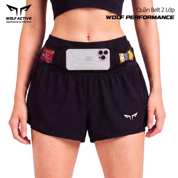Quần Đai Belt Nữ 2 Trong 1 Wolf Performance W281, Quần Chạy Hiệu Suất Cao, Nhẹ, Thoáng