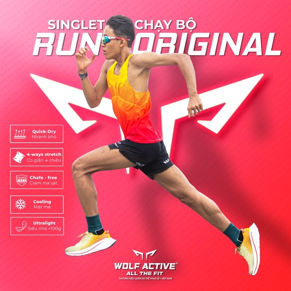 Áo Singlet Chạy Bộ Nam Run Original W08, Chất Vải Mỏng Nhẹ, Thấm Hút Mồ Hôi Tốt, Nhanh Khô