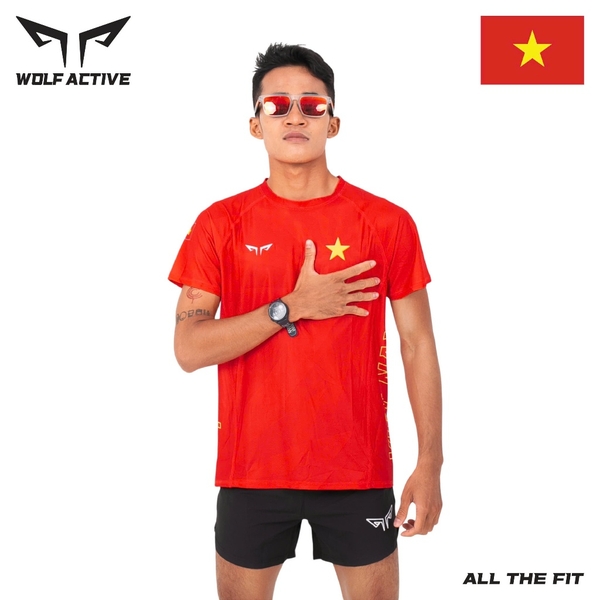 Áo Chạy Bộ Nam Nữ Wolf Active Cờ Đỏ Sao Vàng W234, Bứt Phá Đường Đua Với Tinh Thần Việt