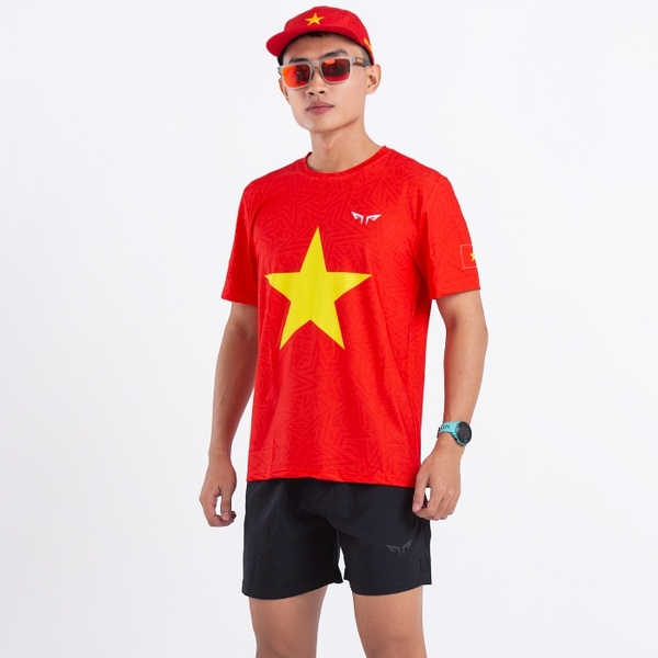 Áo Chạy Bộ Nam Cờ Đỏ Sao Vàng W54, Chất Vải Active Max Cao Cấp, Mềm Mịn, Co Giãn 4 Chiều