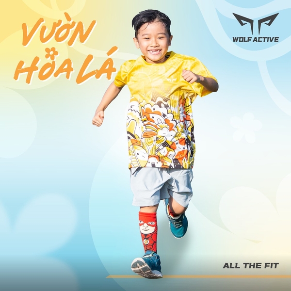 Áo Thể Thao Cho Bé Wolf Active Vườn Hoa Lá W59, Chất Vải Active Max Mềm Mịn, Thấm Hút Mồ Hôi Tốt