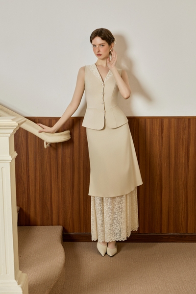 MINE T16525 ÁO GILE PHỐI REN