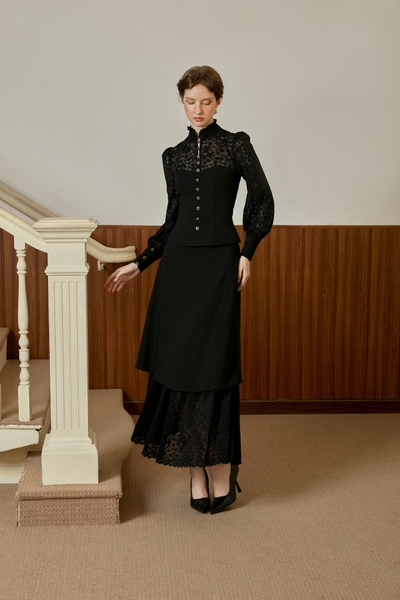 ATHENA V17625-  CHÂN VÁY PHỐI REN