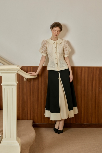 ZELLA V11625 CHÂN VÁY XẺ TÀ PHỐI LINEN