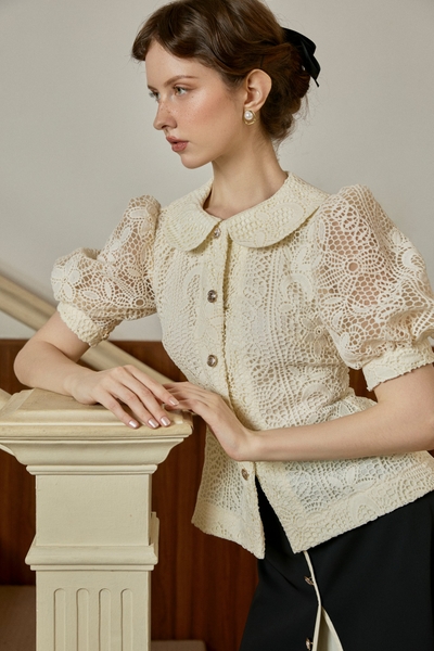 ZELLA T11625 ÁO SƠ MI REN TAY BỒNG