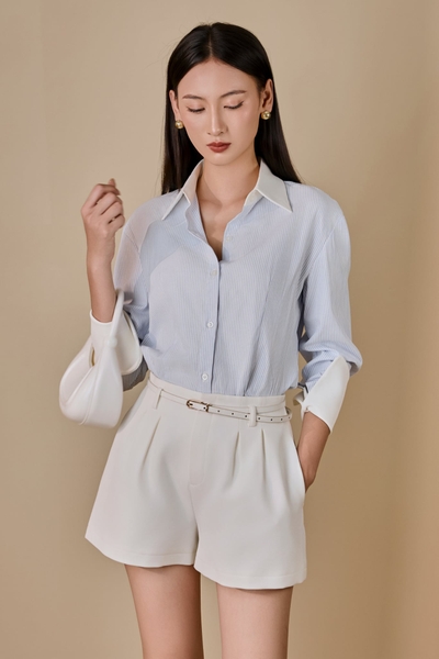 ÁO SƠ MI KẺ PHỐI TRẮNG