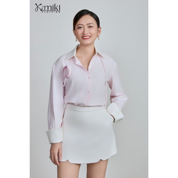 ÁO SƠ MI KẺ PHỐI TRẮNG