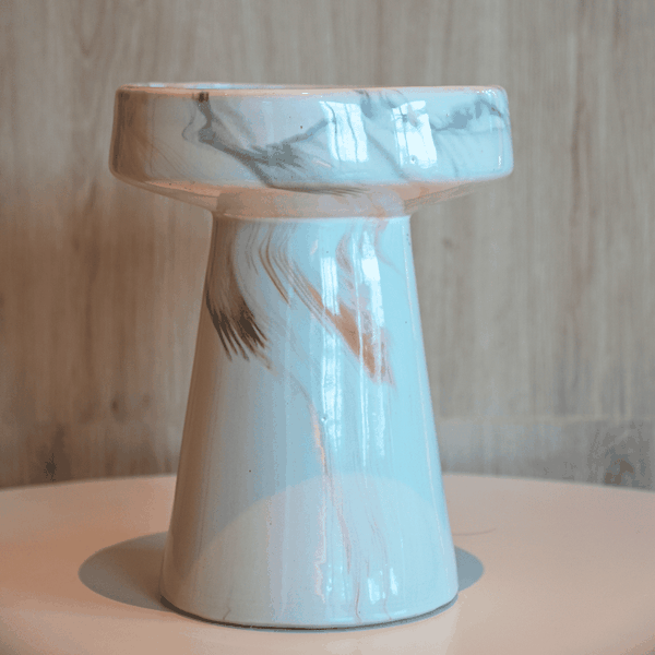 Rivius Caldria – Bình Gốm Vân Cẩm Thạch Dáng Nấm Tối Giản