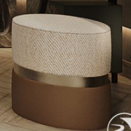 Rivius Belloro – Đôn Trang Trí Oval Phối Vải & Kim Loại