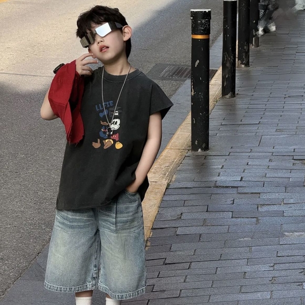 Áo Ngắn Mickey Đen FS