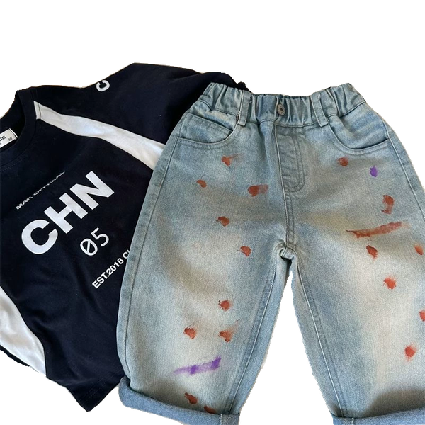 QUẦN JEAN DÀI CHẤM SƠN MÀU