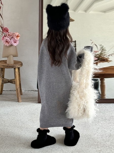 Váy Dài Len Xám Cổ Lọ YK