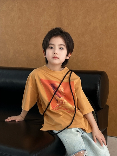 Áo Ngắn Vàng Hình bé SN