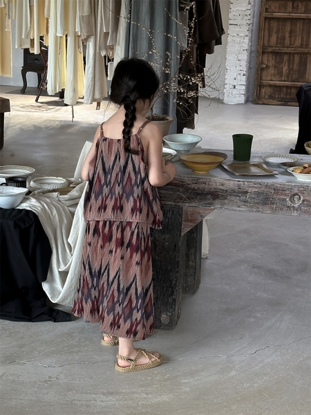 SET ÁO VÁY HỌA TIẾT NÂU CHEE