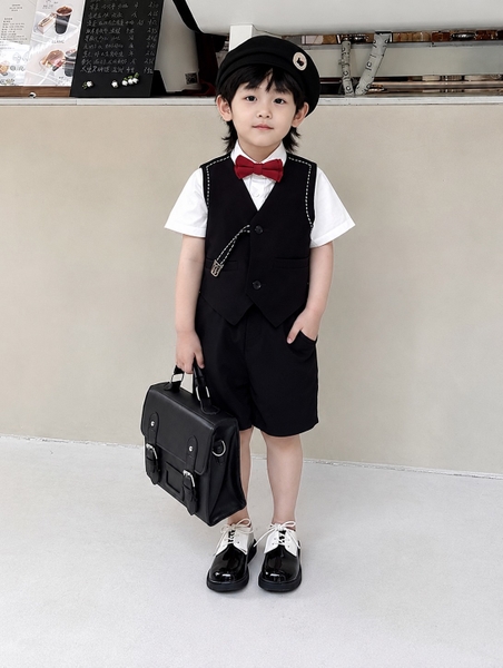 SN Gile Đen Khóa + Sơ Mi Nơ Đỏ YH
