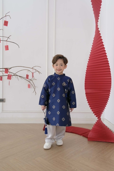 Set Áo Dài Xanh Họa Tiết BT