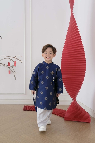 Set Áo Dài Xanh Họa Tiết BT