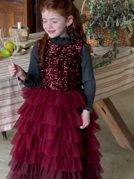 Váy Dài Voan KT Đỏ Tầng Chengle
