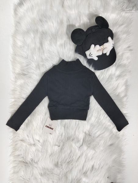 Áo Croptop Dài Cổ Khóa Kéo
