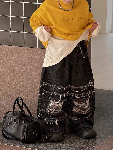 Quần Jean Dài Đen Rách LY
