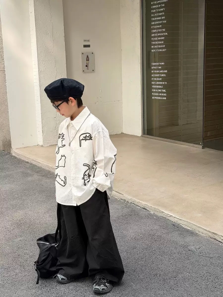 Áo Sơ Mi Trắng Hình Mèo FS