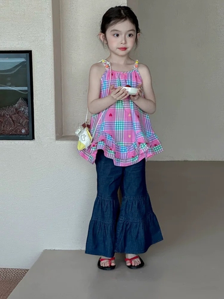 SD Áo Caro Tím+Quần Giả Jean YY