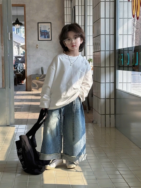 QD Jean Xanh Gấp Lai Kèm Đai Cheese