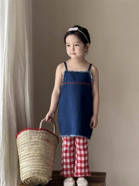 SET ÁO DÂY JEAN & QUẦN CARO ĐỎ