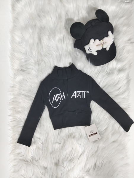 Áo Croptop Dài Cổ Khóa Kéo