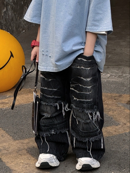 Quần Dài Jean Đen Wax Rách FS