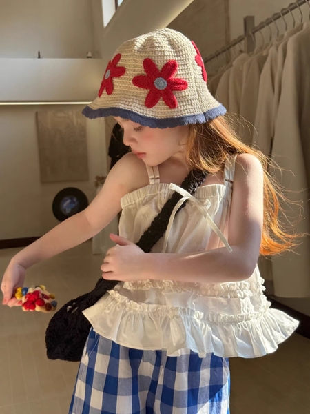Set Quần Caro Xanh+Áo Trắng Bèo Peach