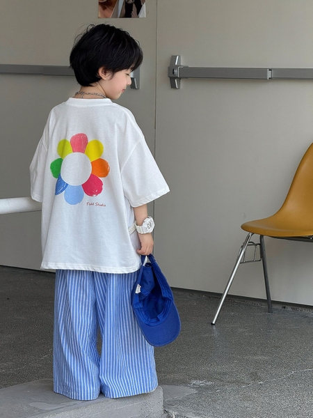 SD Áo Hoa 7 Màu+Quần Kẻ Xanh FS