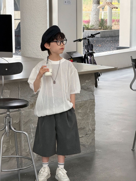 SN Áo Len Lỗ Trắng+Quần Xám FS