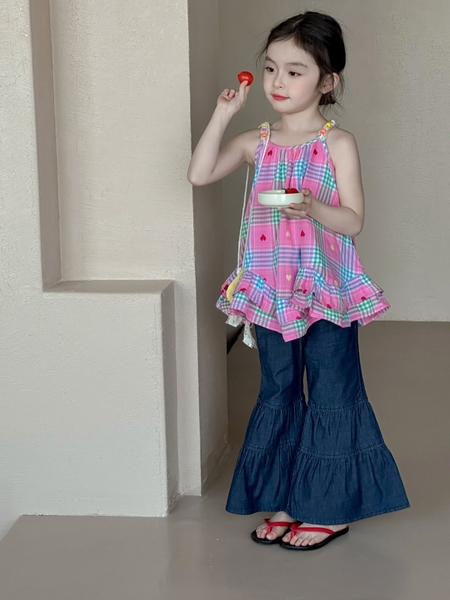 SD Áo Caro Tím+Quần Giả Jean YY