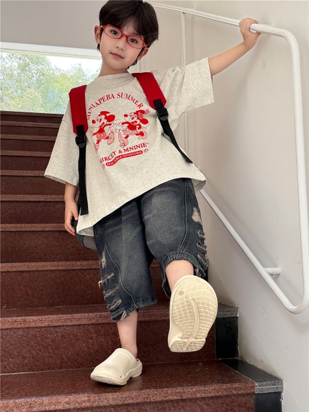 Áo Ngắn Xám Mickey SN