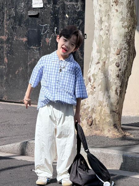 Áo Sơ Mi Ngắn Caro Xanh Dương PL