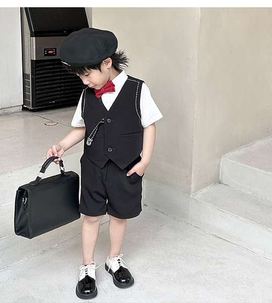 SN Gile Đen Khóa + Sơ Mi Nơ Đỏ YH