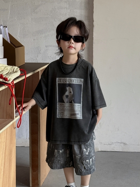 Áo Ngắn Đen Cún AY