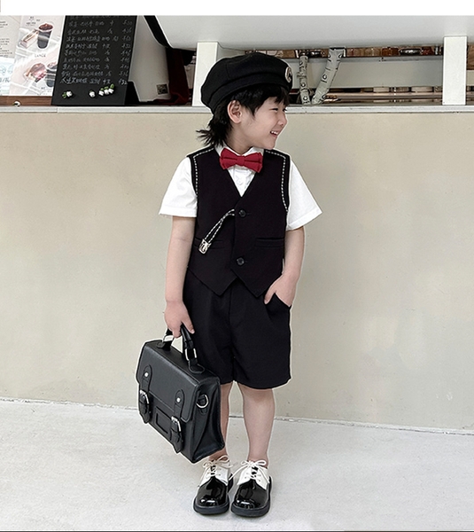 SN Gile Đen Khóa + Sơ Mi Nơ Đỏ YH