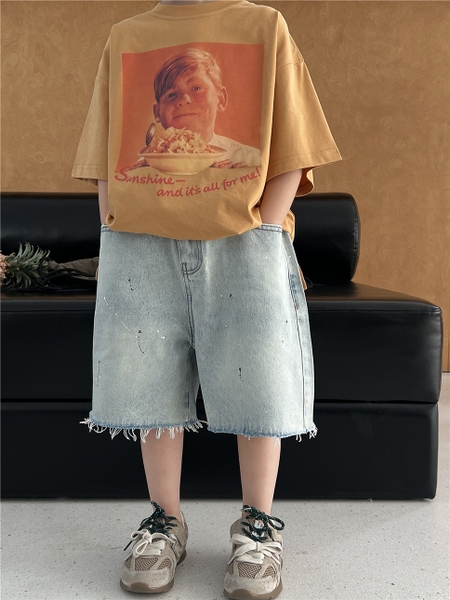 Áo Ngắn Vàng Hình bé SN