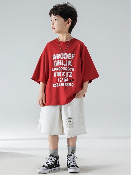 Áo Ngắn Đỏ ABC Mkids