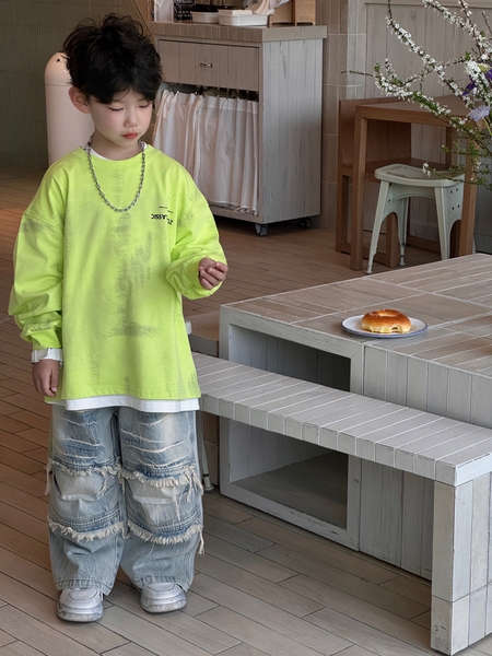 Quần Dài Jean Xanh Wax Rách FS