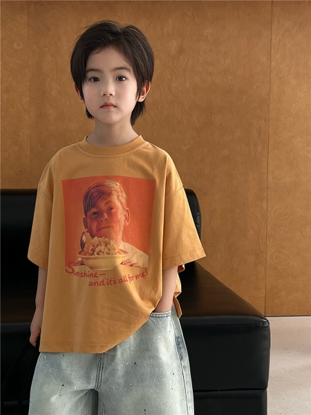Áo Ngắn Vàng Hình bé SN