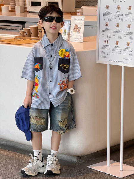 Quần Ngắn Jean Xanh Rách Gối FS